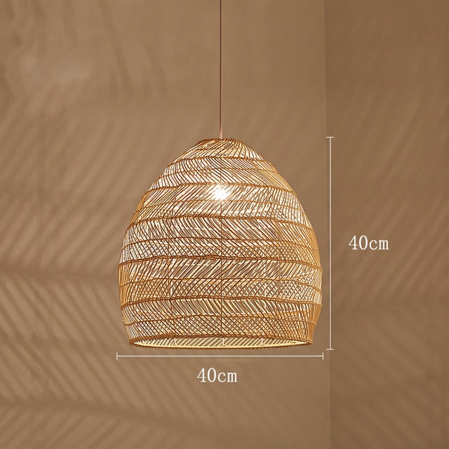 Handmade Rattan Hanging Lamp Vintage