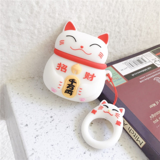 Kawaii Fortune Cat Case For Apple Airpods