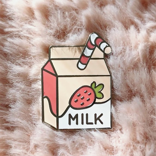 Kawaii Strawberry Milk Pastel Hard Enamel Pin