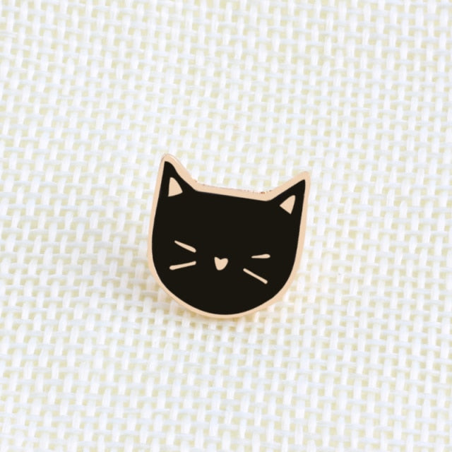 2pc/set Animal brooches black white Cat Metal Enamel Pins