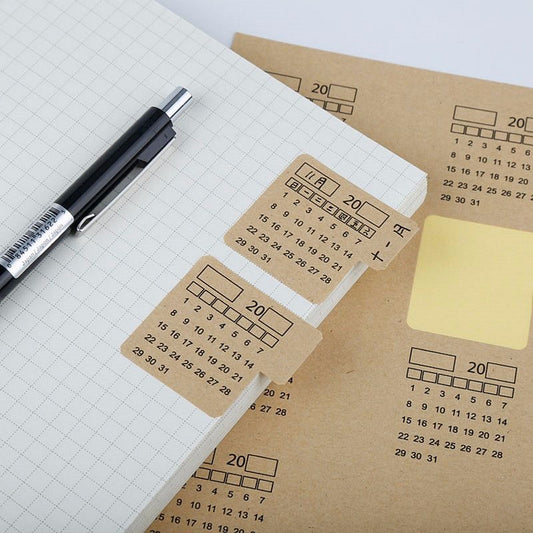 Kraft Paper Calendar Notebook Label Sticker