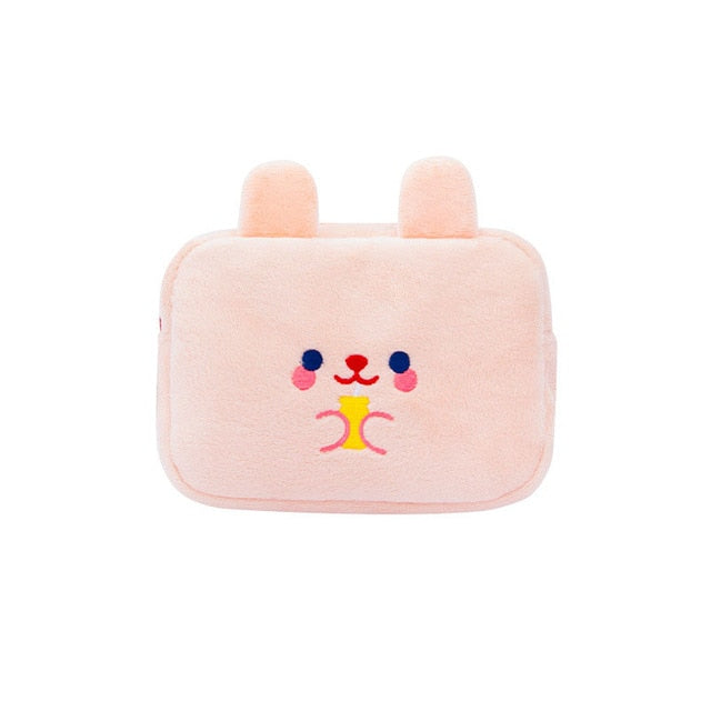 Sharkbang Kawaii Anti-Shock Soft Plush Portable Storage Bag Travel Passport Bank Cards Organizer Digital Power Bank Bag