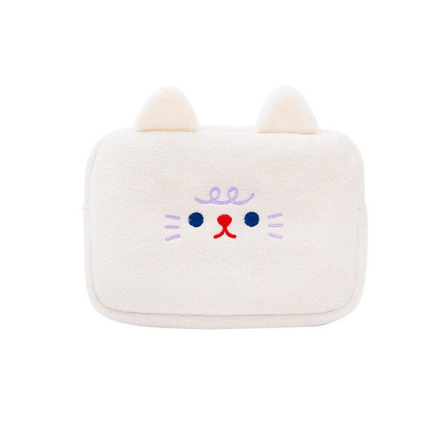 Sharkbang Kawaii Anti-Shock Soft Plush Portable Storage Bag Travel Passport Bank Cards Organizer Digital Power Bank Bag