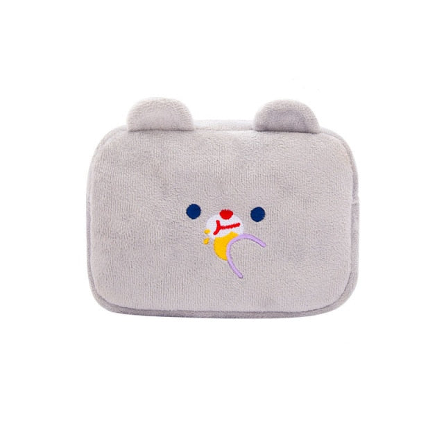 Sharkbang Kawaii Anti-Shock Soft Plush Portable Storage Bag Travel Passport Bank Cards Organizer Digital Power Bank Bag