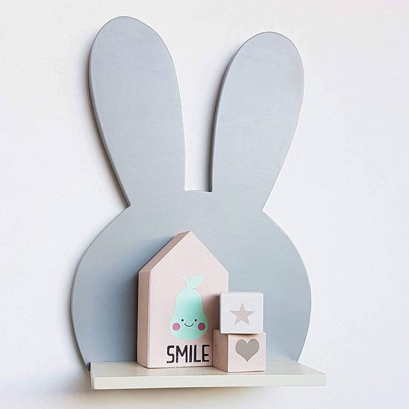 Nordic Kawaii Wooden Kids Wall Shelf
