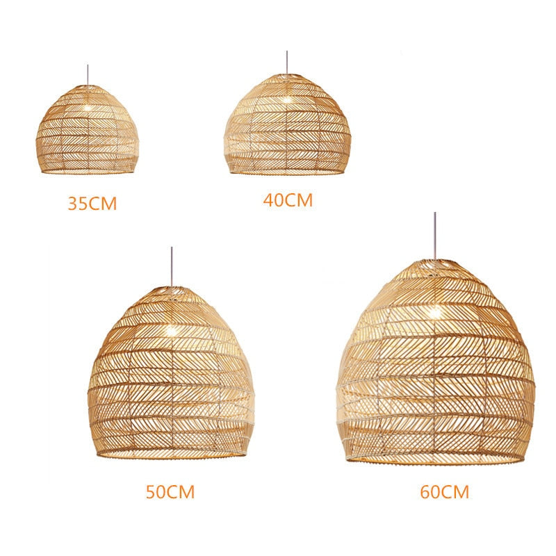 Handmade Rattan Hanging Lamp Vintage