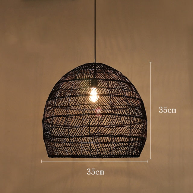 Handmade Rattan Hanging Lamp Vintage