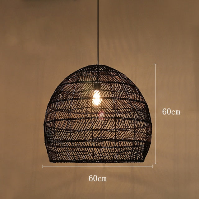 Handmade Rattan Hanging Lamp Vintage