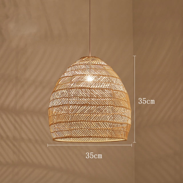 Handmade Rattan Hanging Lamp Vintage