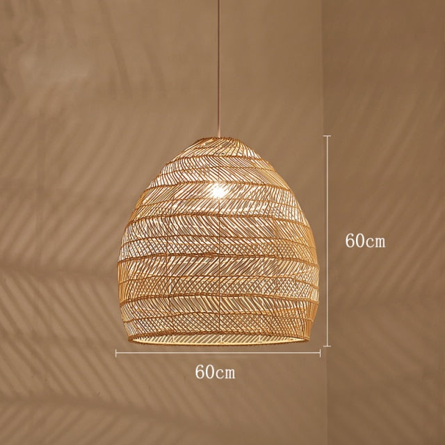 Handmade Rattan Hanging Lamp Vintage