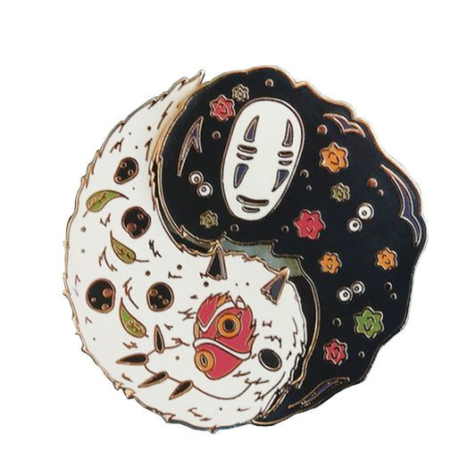 No Face and Princess Mononoke Yin Yang Enamel Pin
