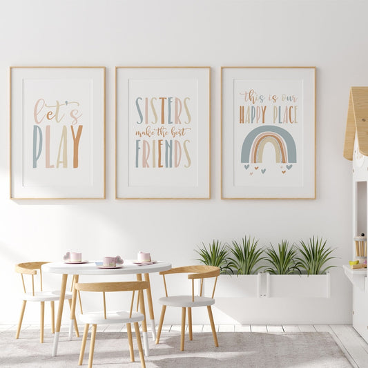 Cartoon Rainbow Baby Girl Bedroom Wall Art