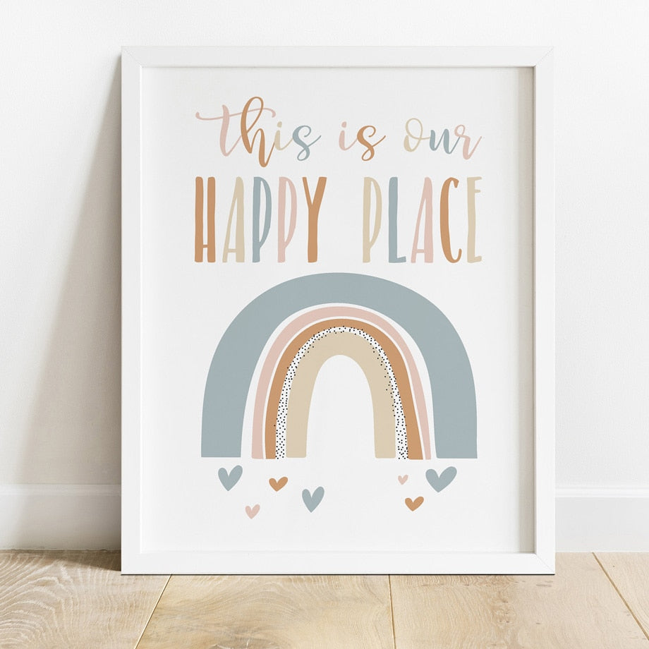 Cartoon Rainbow Baby Girl Bedroom Wall Art