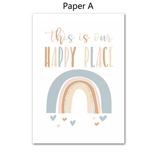 Cartoon Rainbow Baby Girl Bedroom Wall Art