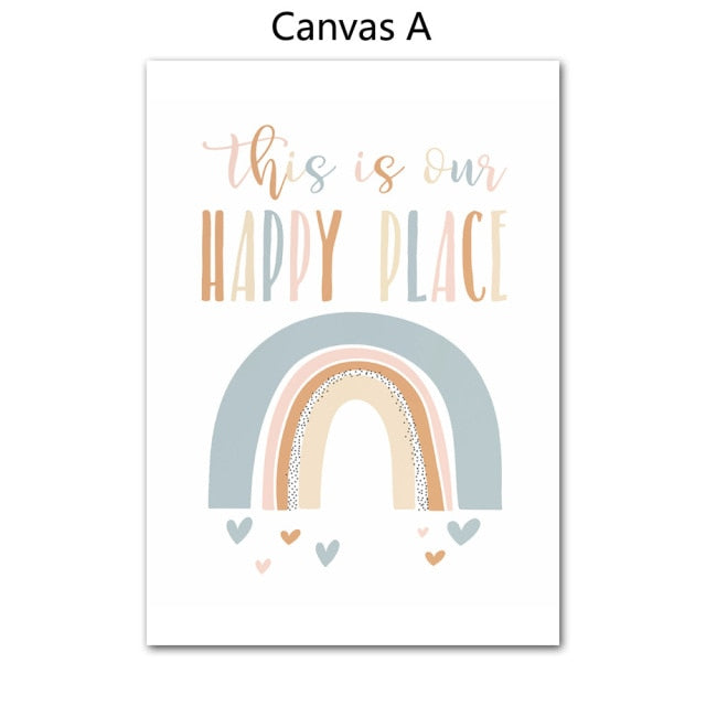 Cartoon Rainbow Baby Girl Bedroom Wall Art