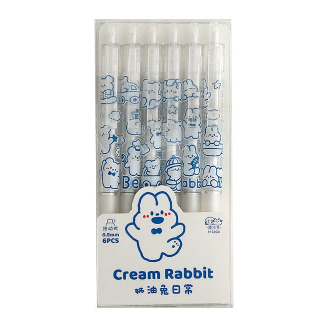 6pcs/Set Kawaii Cartoon Rabbit Gel Pen