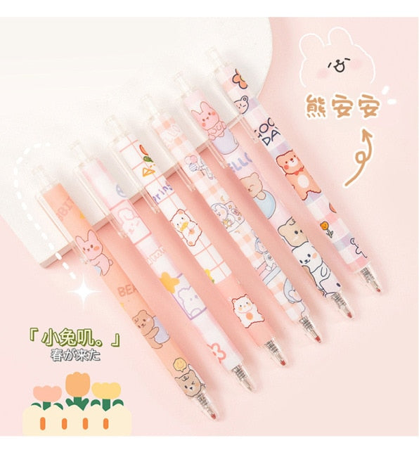 6pcs/Set Kawaii Cartoon Rabbit Gel Pen