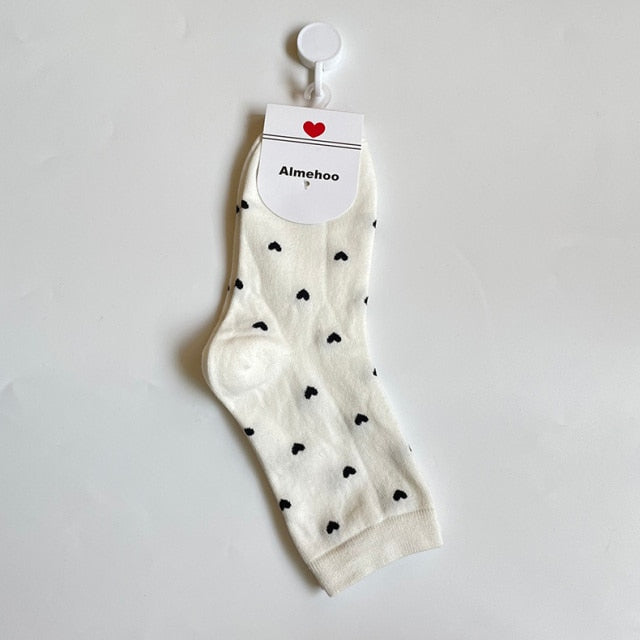 Long Kawaii Heart Socks Femme
