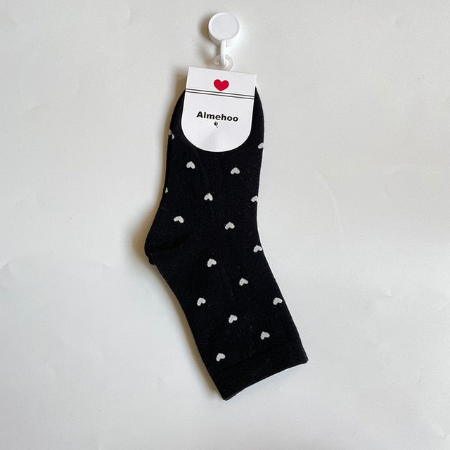 Long Kawaii Heart Socks Femme