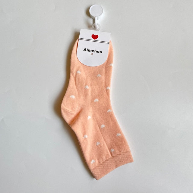 Long Kawaii Heart Socks Femme
