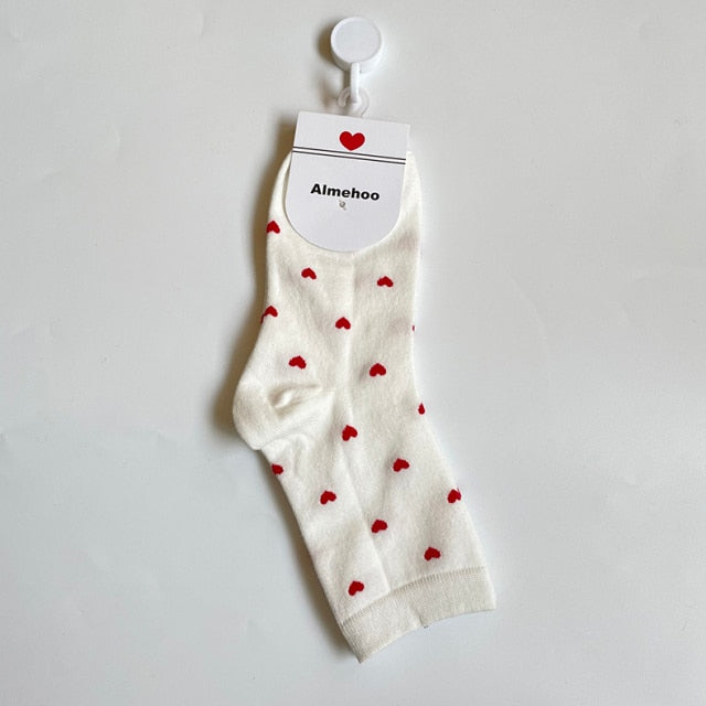 Long Kawaii Heart Socks Femme
