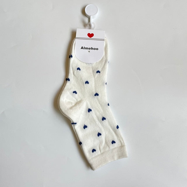 Long Kawaii Heart Socks Femme