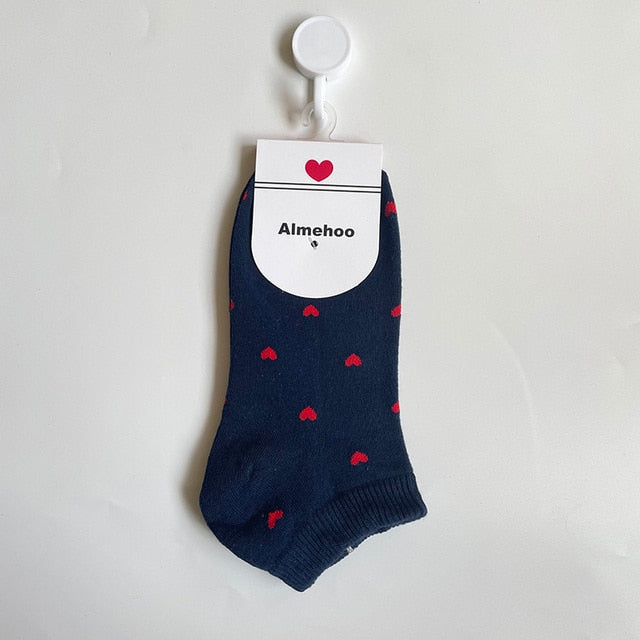 Long Kawaii Heart Socks Femme