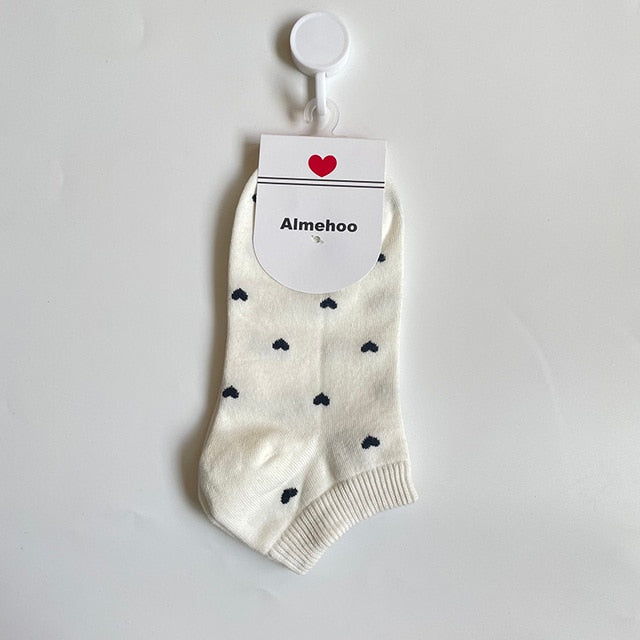 Long Kawaii Heart Socks Femme