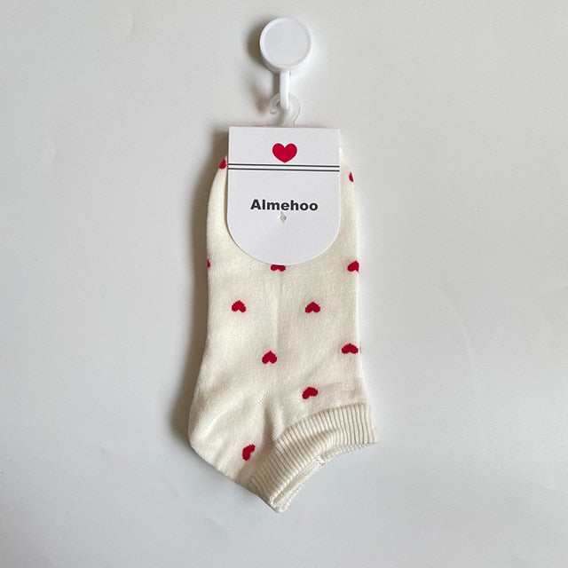 Long Kawaii Heart Socks Femme