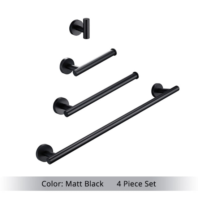 Wall Mounted Hand Towel Bar Brushed Gold Stainless Steel Round Toilet Paper Holder Robe Towel Hooks Bathroom Accessories Kit