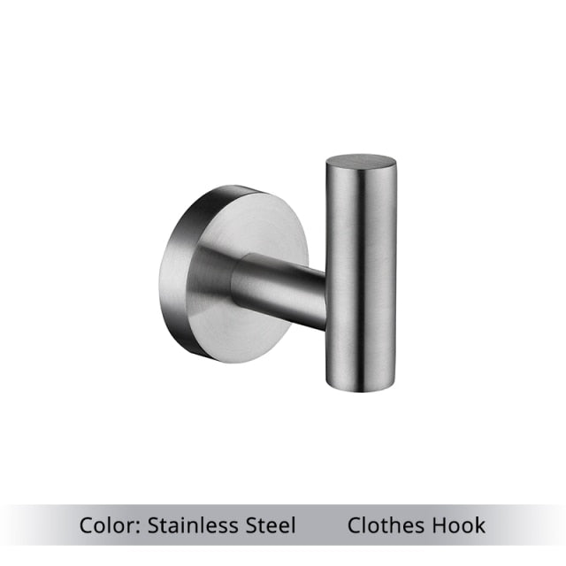 Wall Mounted Hand Towel Bar Brushed Gold Stainless Steel Round Toilet Paper Holder Robe Towel Hooks Bathroom Accessories Kit