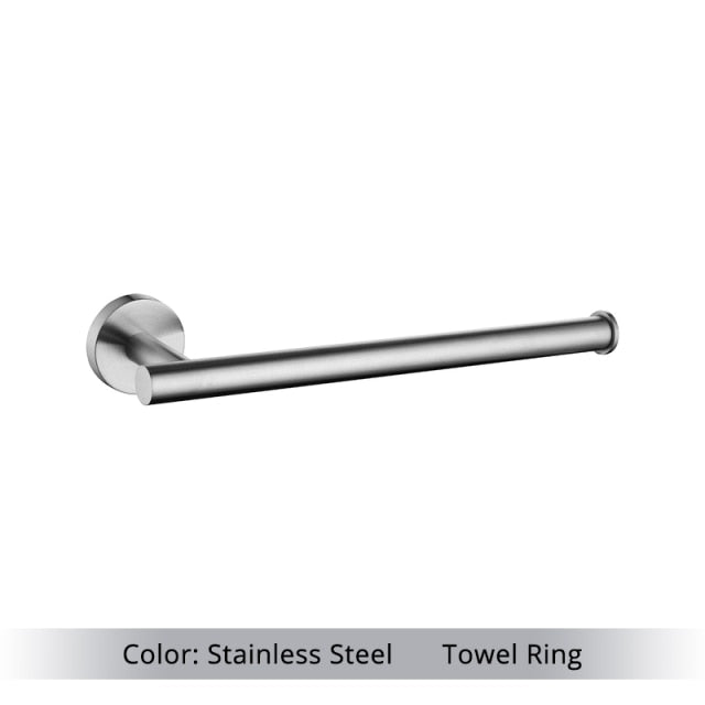 Wall Mounted Hand Towel Bar Brushed Gold Stainless Steel Round Toilet Paper Holder Robe Towel Hooks Bathroom Accessories Kit