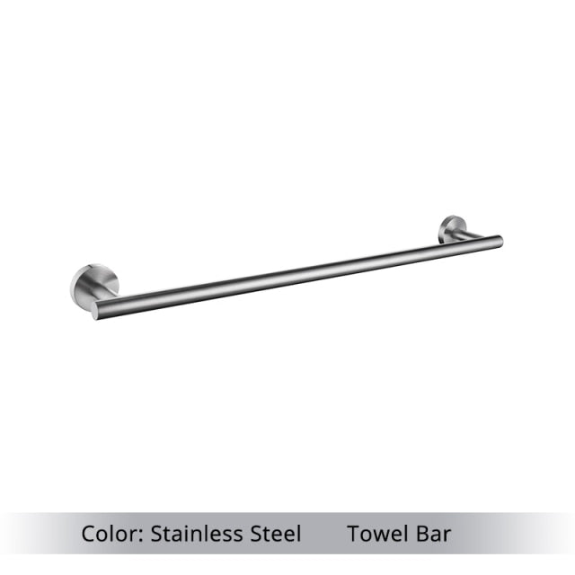 Wall Mounted Hand Towel Bar Brushed Gold Stainless Steel Round Toilet Paper Holder Robe Towel Hooks Bathroom Accessories Kit