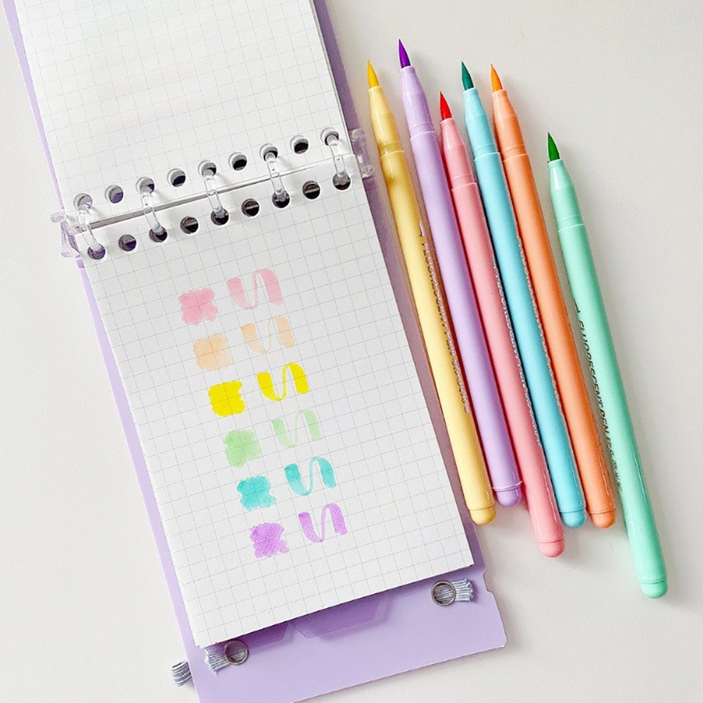 6Pcs Brush Pastel Markers