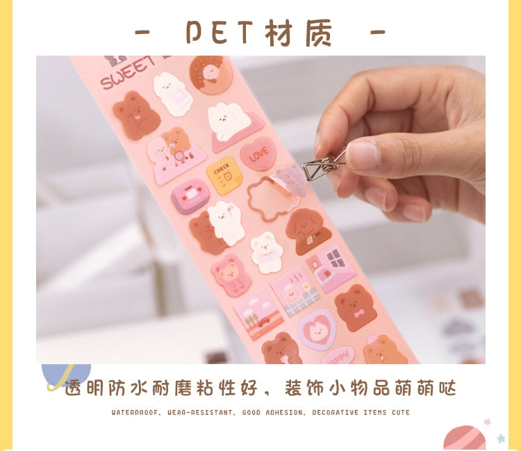 2 Sheets/Pack Kawaii Bear Stickers