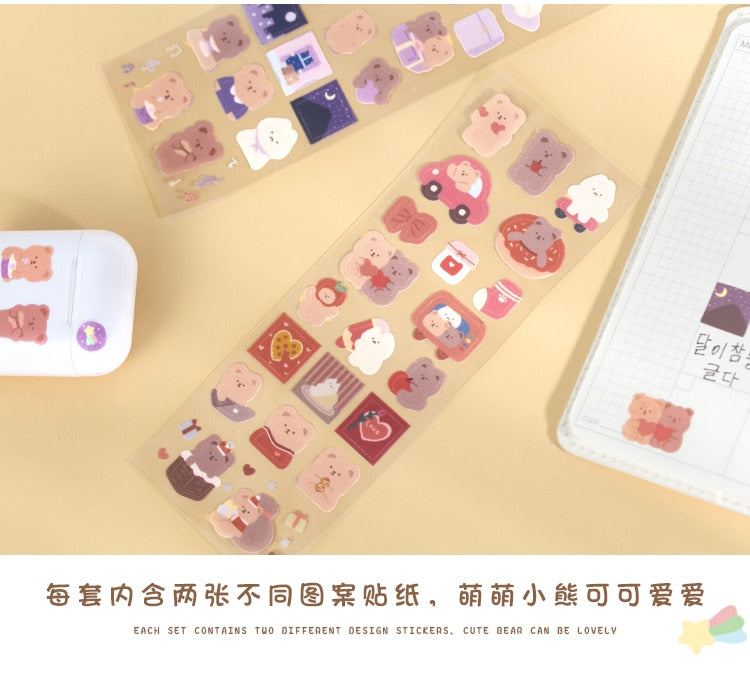 2 Sheets/Pack Kawaii Bear Stickers