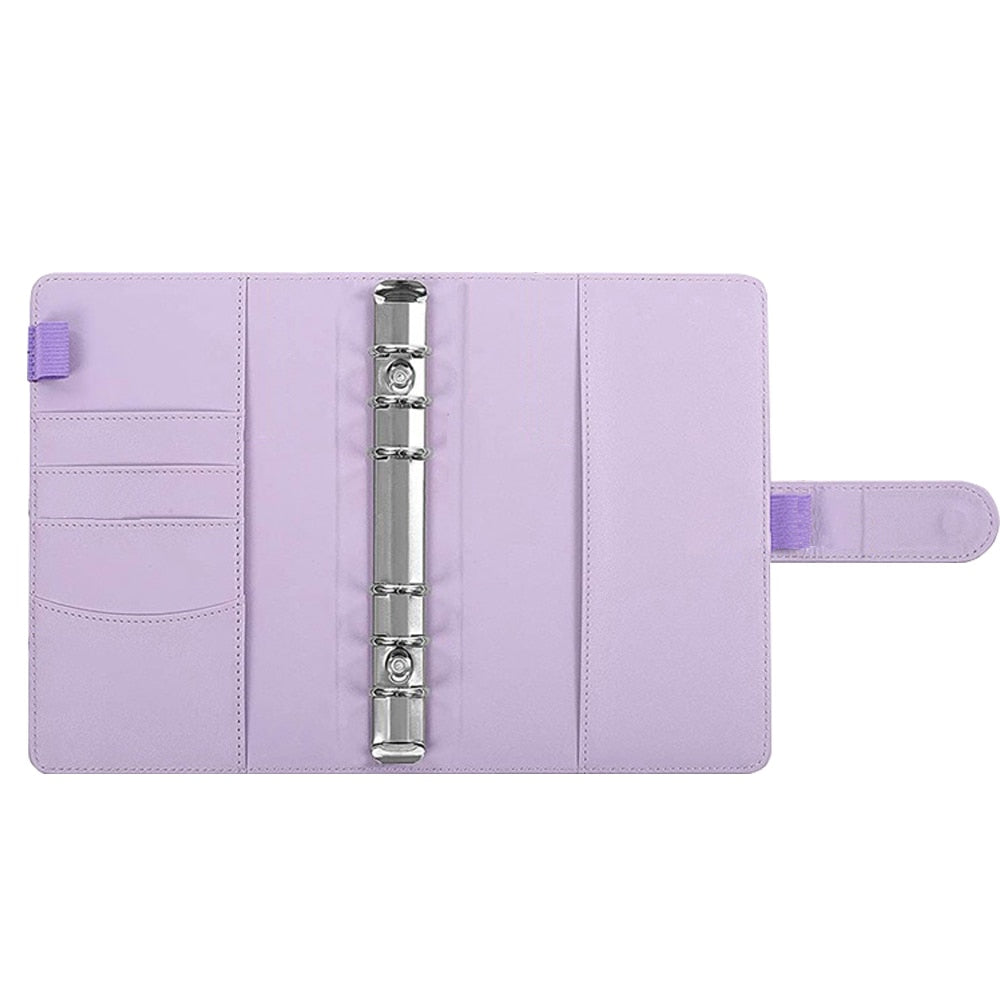 Macaron Color A5 A6 6 Ring Binder PU Clip-on Notebook Leather Loose Leaf Notebook Cover Notebooks Journal Kawaii Stationery