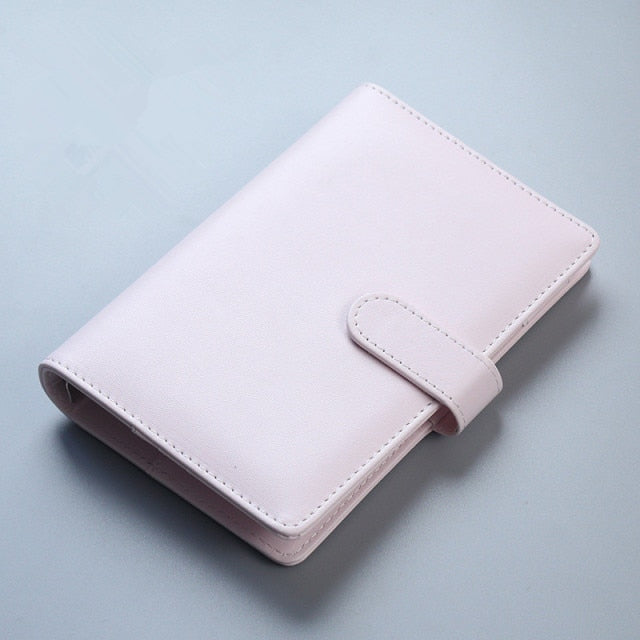 Macaron Color A5 A6 6 Ring Binder PU Clip-on Notebook Leather Loose Leaf Notebook Cover Notebooks Journal Kawaii Stationery