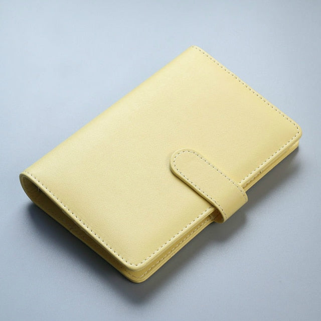 Macaron Color A5 A6 6 Ring Binder PU Clip-on Notebook Leather Loose Leaf Notebook Cover Notebooks Journal Kawaii Stationery