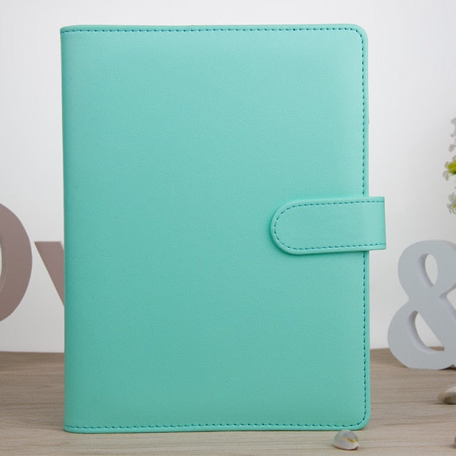 Macaron Color A5 A6 6 Ring Binder PU Clip-on Notebook Leather Loose Leaf Notebook Cover Notebooks Journal Kawaii Stationery