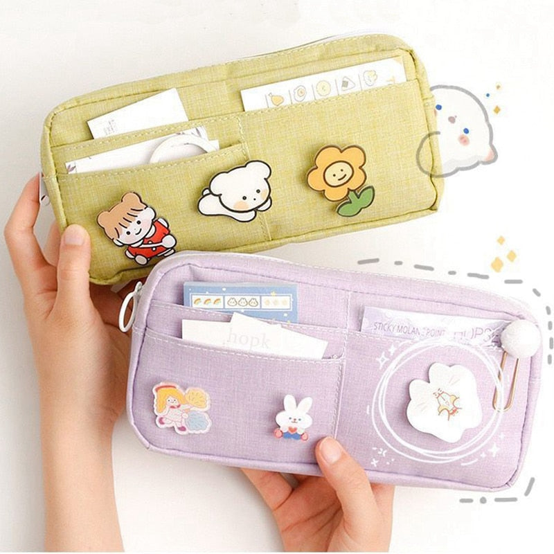 Kawaii Purple Canvas Pencil Case