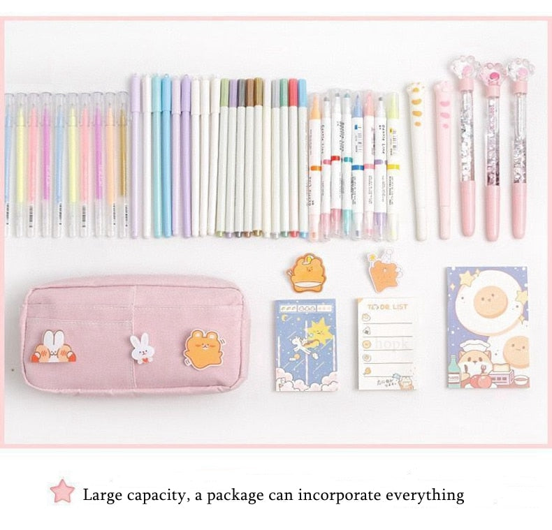 Kawaii Purple Canvas Pencil Case