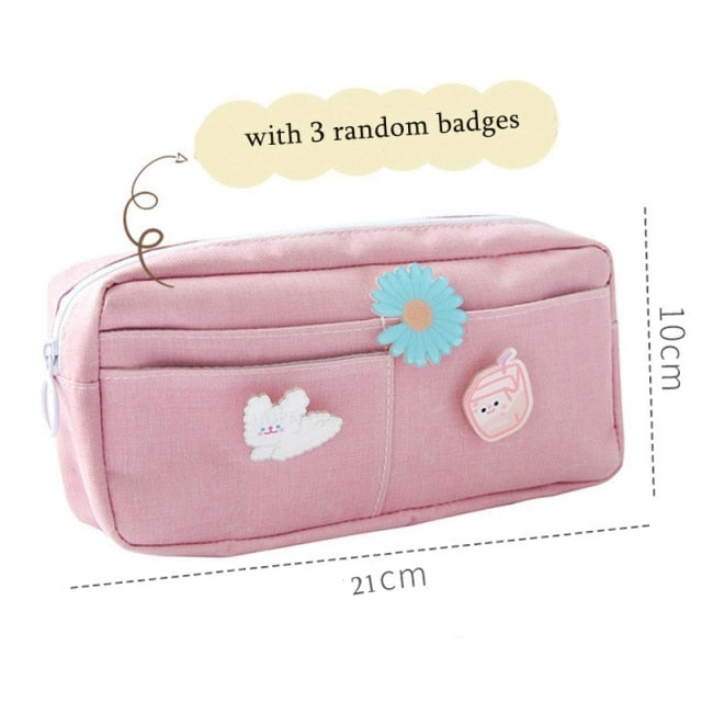 Kawaii Purple Canvas Pencil Case