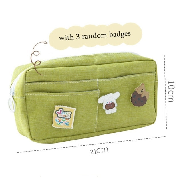 Kawaii Purple Canvas Pencil Case