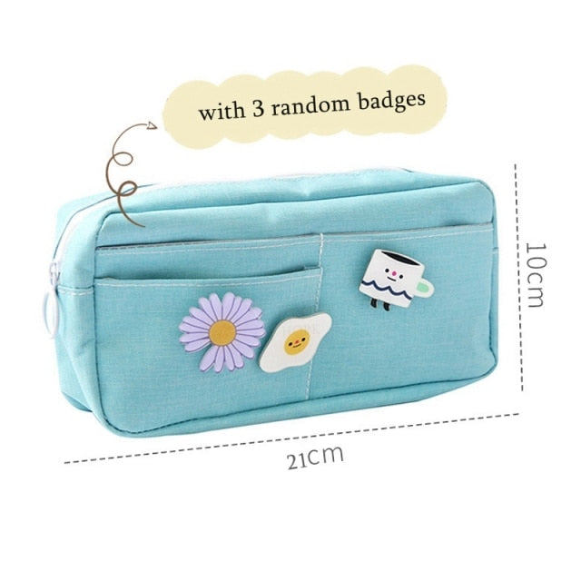 Kawaii Purple Canvas Pencil Case