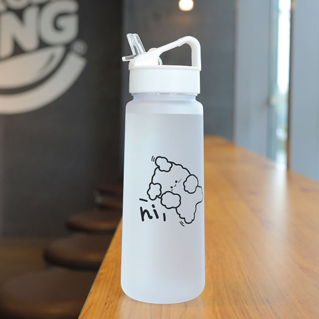 Cartoon Bear Plastic Kawaii Water Bottle with Straw