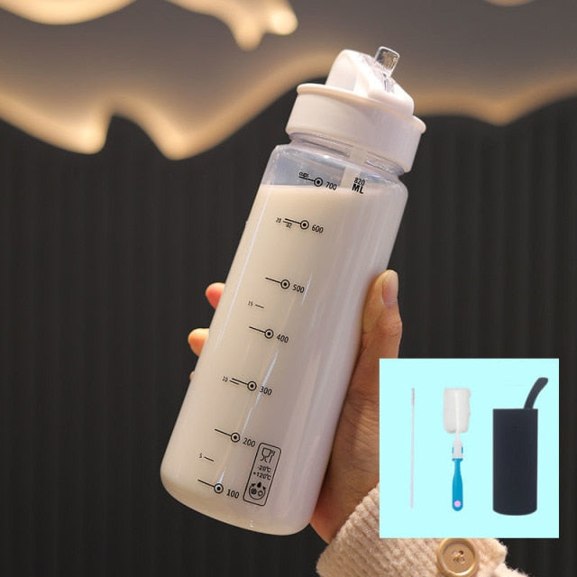 Cartoon Bear Plastic Kawaii Water Bottle with Straw