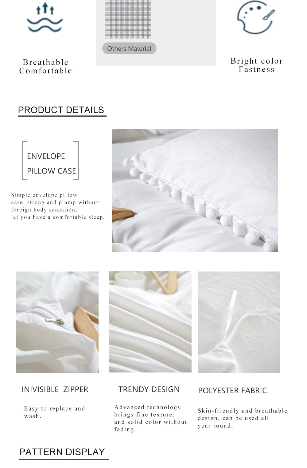 Nordic Simplicity Bedding Set With Pompom Duvet Cover