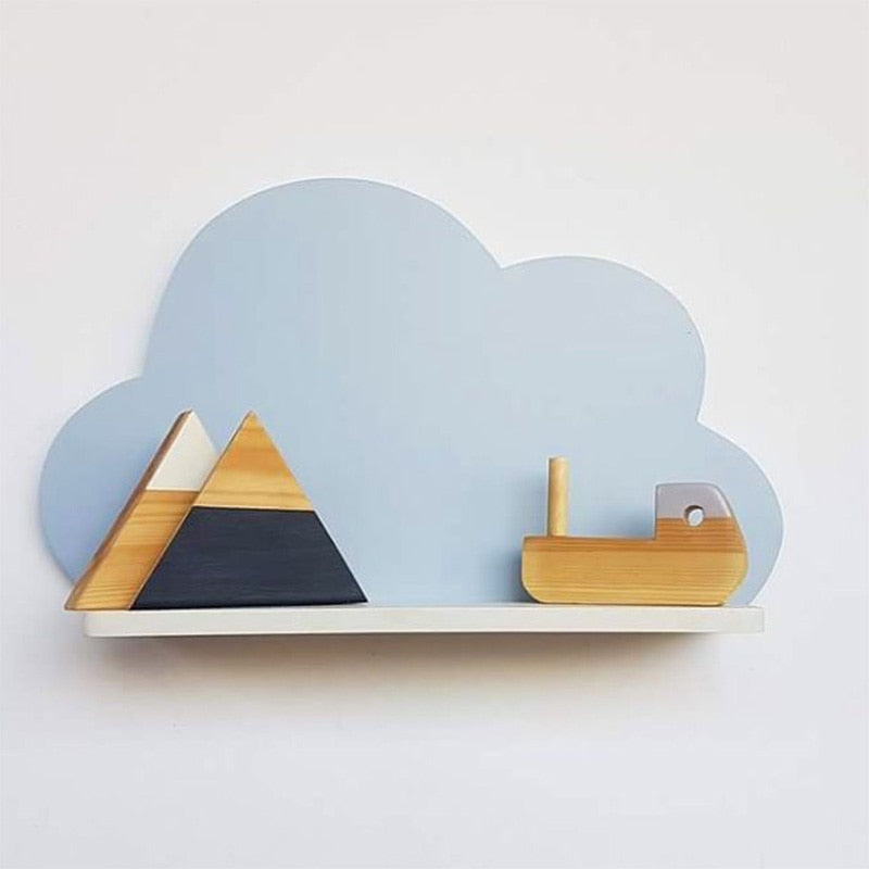 Nordic Kawaii Wooden Kids Wall Shelf