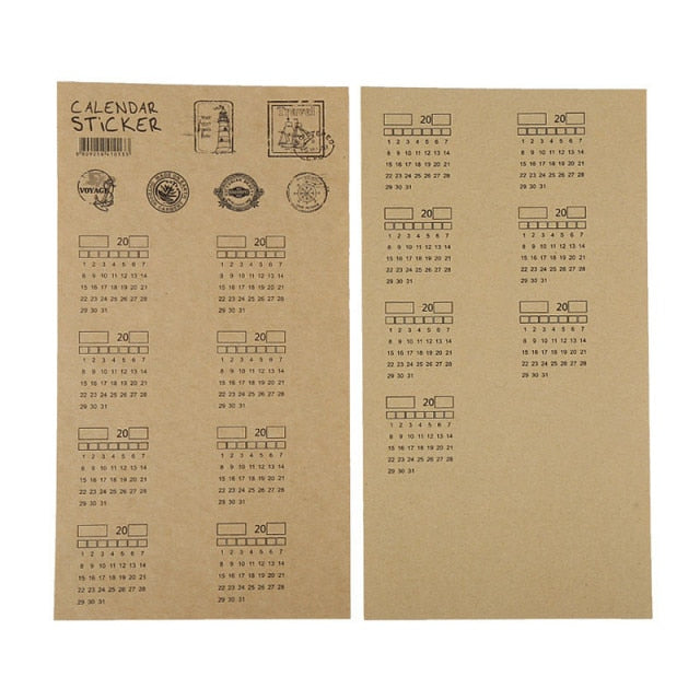 Kraft Paper Calendar Notebook Label Sticker